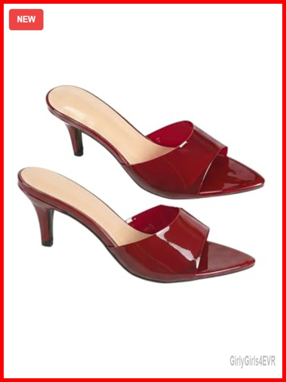 GORGLITTER Women's Clear Kitten Heels Pointed Open Toe Sandals